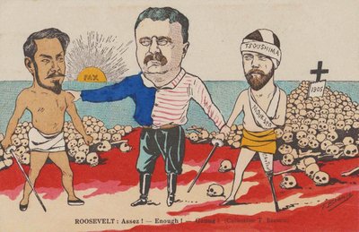 Roosevelt: Assez! - O suficiente! - Genu! Uma caricatura do Tratado de Portsmouth, 1905. de T. Bianco