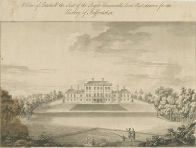 Patshull House: desenho em sépia, nd [final do século XVIII] de T Carter