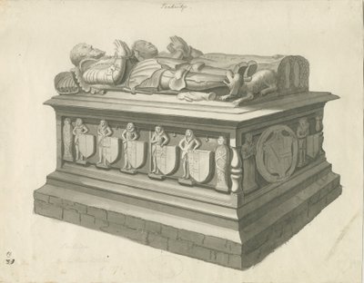 Igreja Penkridge - Túmulo de [Sir Edward Littleton]: desenho sépia, nd [final do século XVIII] (desenho) de T Carter