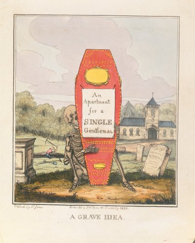 Uma Idéia Grave: Um Apartamento para um Cavalheiro Individual, pub. 1828 (gravura a cores) de T. Hampson Jones