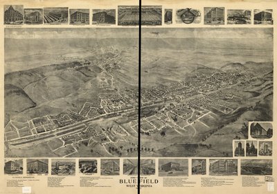 Vista aérea de Bluefield, West Virginia 1911 de T. M. Fowler