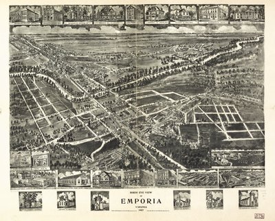 Vista aérea de Emporia, Virgínia 1907. de T. M. Fowler