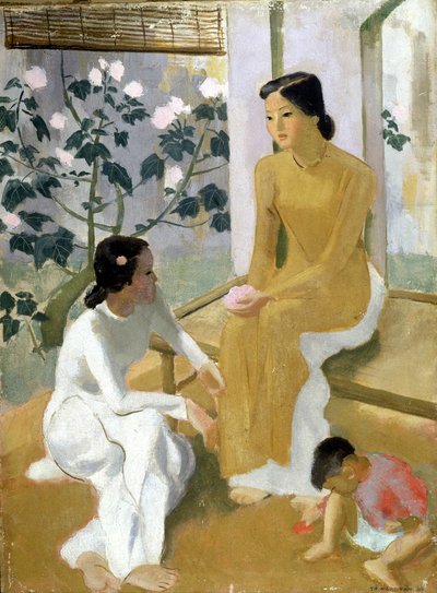 Mulheres e crianças. Pintura a óleo de To Ngoc Van de Tô Ng?c Vân