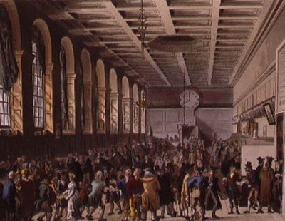 Custom House, o Quarto Longo do "Microcosmo de Londres" de Ackermann de T. and Pugin A.C. Rowlandson