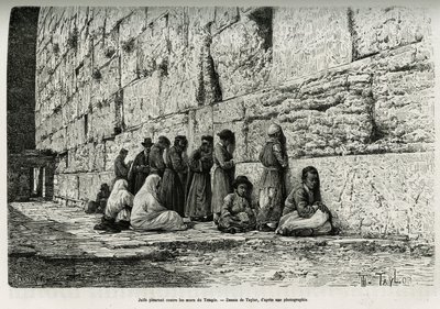 Judeus chorando contra as paredes do templo (muro de lamentação). Gravura de Taylor, para ilustrar La Syria d