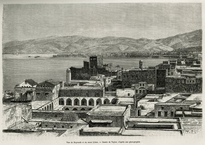 Vista de Beirute e do Monte Líbano, gravada depois de um desenho de Taylor, para ilustrar a história da Síria hoje, pelo Sr. Lortet, reitor da Faculdade de Medicina de Lyon, missão do Ministério da Educação Pública, de 1875 a 1878, publicada em th de T Taylor