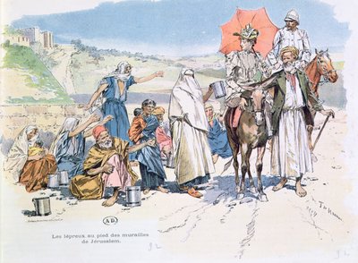 Leprosos fora dos muros de Jerusalém, 1892 de T. de Haener