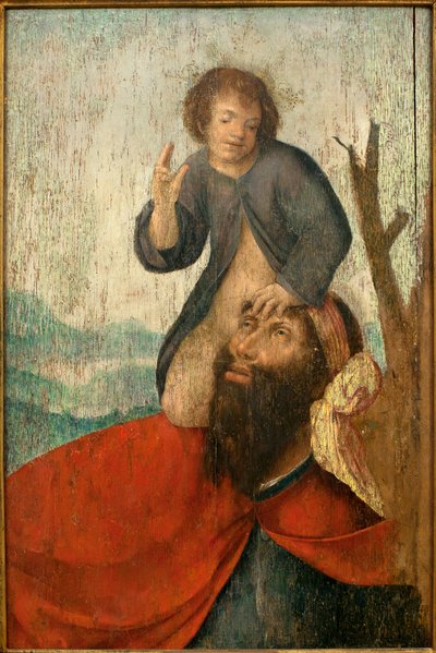 São Cristóvão - Pintura da oficina do Irmão Carlos (pintor flamengo activo entre 1517 e 1544), óleo sobre madeira, cerca de 1530 (São Cristóvão, da oficina do Frei Carlos (activo entre 1517-1544), óleo sobre painel, cerca de 1530) - Musee d