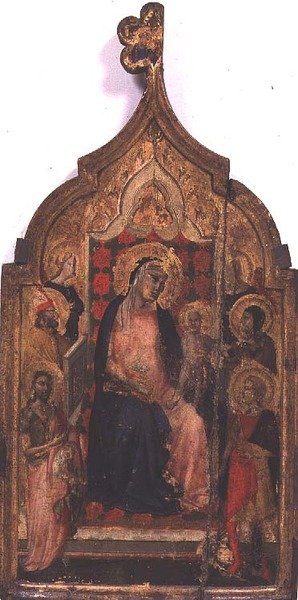 Madonna e Child with Saints (tempera no painel) de Taddeo Gaddi
