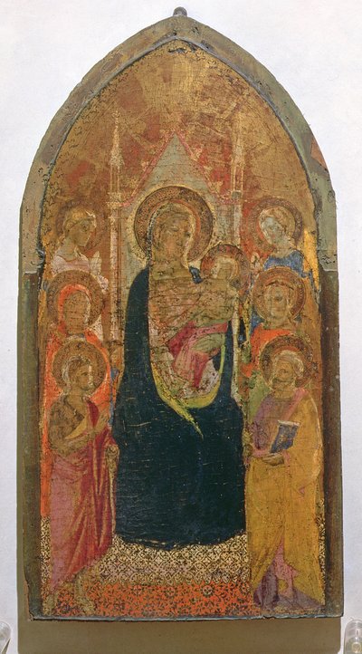 Madonna e Child with Saints (tempera no painel) de Taddeo Gaddi