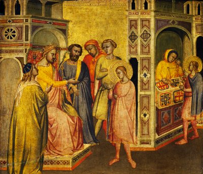 São Elígio diante do Rei Clothar, c.1360 de Taddeo Gaddi