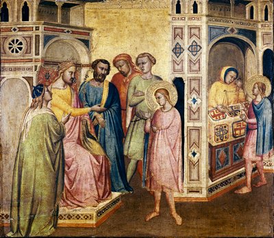 São Elígio diante do Rei Clothar, c.1365 (tempera sobre madeira) de Taddeo Gaddi