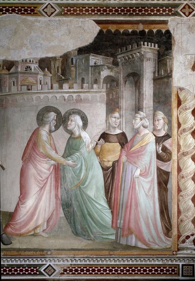 O Encontro de Anne e Joachim na Porta do Doree (detalhe) - fresco, c.1327 de Taddeo Gaddi