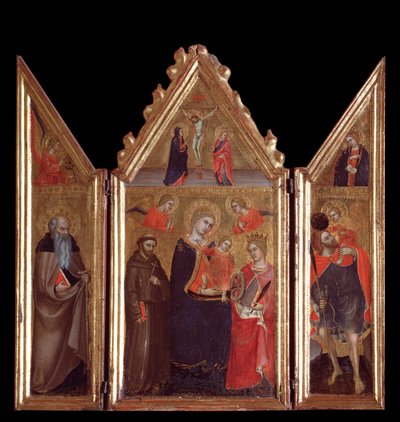Virgem com criança e santos - tempera na madeira de Taddeo di Bartolo