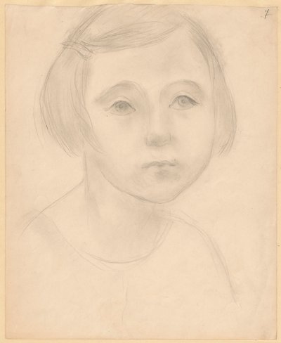 Busto de uma menina de cabelo curto e lábios torcidos de Tadeusz Makowski