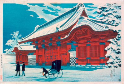 O portão vermelho de Hongo na neve de Takahashi Hiroaki