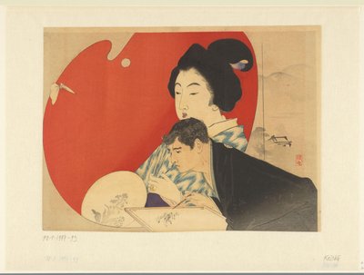 Pintor para um ecrã pintado de Takeuchi Keishū