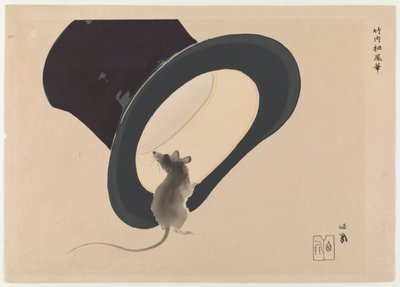 Mouse e Hat (impressão de woodblock de cor) de Takeuchi Seiho