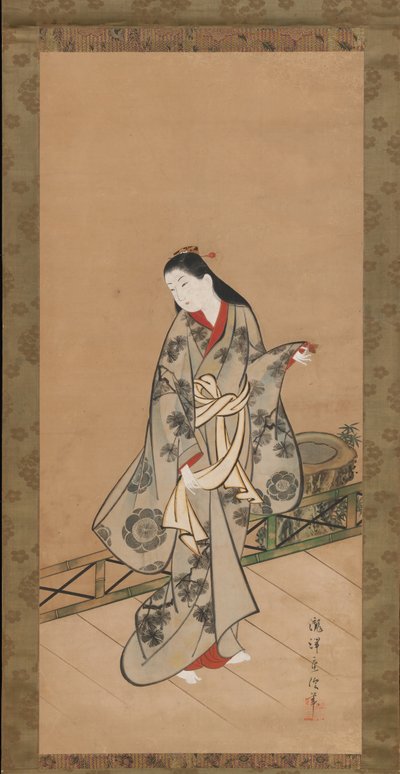 Mulher na varanda, c. 1730. de Takizawa Shigenobu