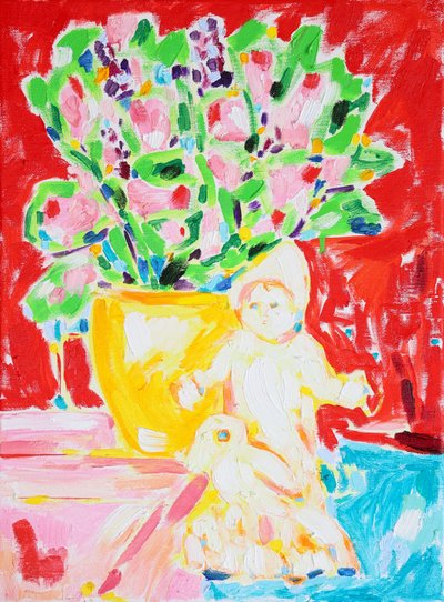Flores coloridas e boneca de Tamara Jare