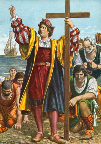 Cristóvão Colombo chegando ao Novo Mundo de Tancredi Scarpelli
