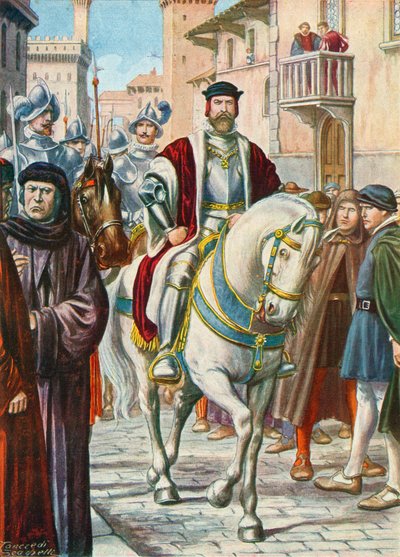 Cosimo I com seus guardas espanhóis e alemães que o seguiram sempre de Tancredi Scarpelli