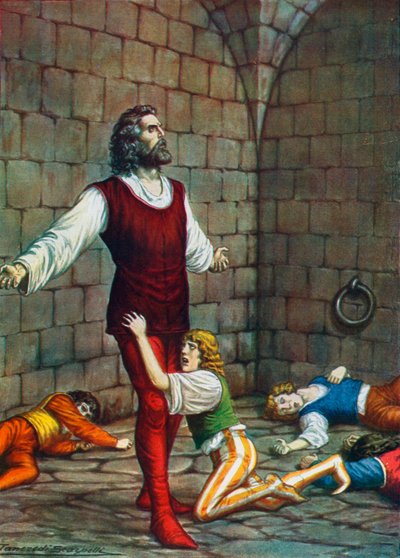 Conde Ugolino della Gherardesca e seus filhos deixaram a fome na Muda de Tancredi Scarpelli