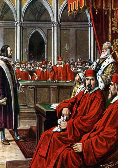 Guerra cretense: o julgamento de Francesco Morosini após o cerco de Candia, acusado de cobardia e traição no seu regresso a Veneza de Tancredi Scarpelli