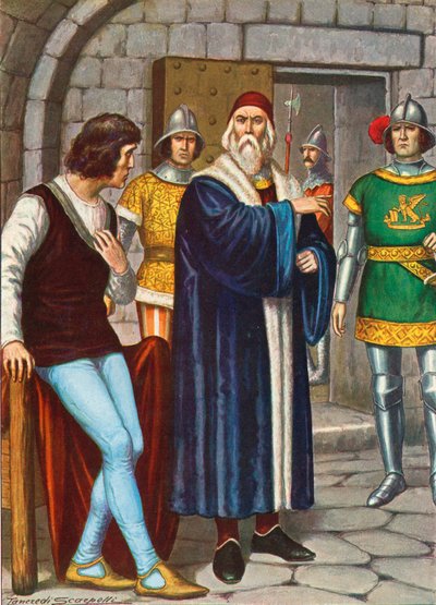 Doge Francesco Foscari dizendo a seu filho que obedeça às ordens da República de Tancredi Scarpelli