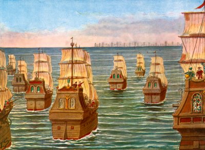 A frota de Lorenzo d&39;Almeida confrontando a frota de Samorin de Tancredi Scarpelli