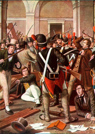 A revolta dos estudantes da Universidade de Turim, 1821 de Tancredi Scarpelli