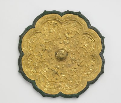 Espelho (bronze e ouro) de Tang Dynasty Chinese School