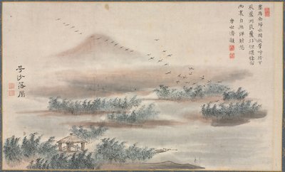 Uma das oito vistas dos rios Xiao e Xiang de Tani Buncho