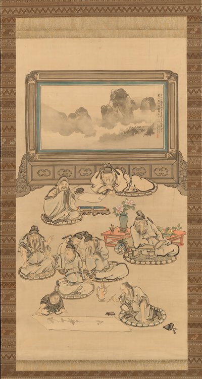 Os Oito Imortais da Taça de Vinho, 1828. de Tani Buncho