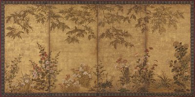 Mimosa, papoulas e outras flores de verão, período Edo, 1630-1670. de Tawaraya Sosetsu
