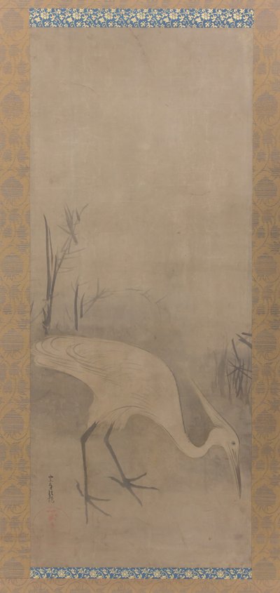 Garça-branca Shirosagi zu, início do século XVII. de Tawaraya Sotatsu