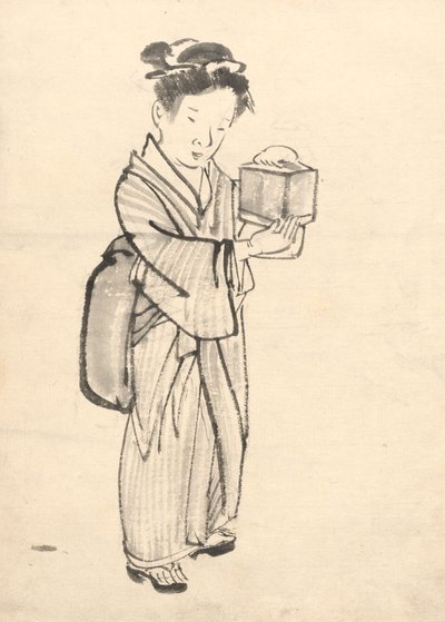 Garota segurando uma gaiola de críquete de Tawaraya Sōri