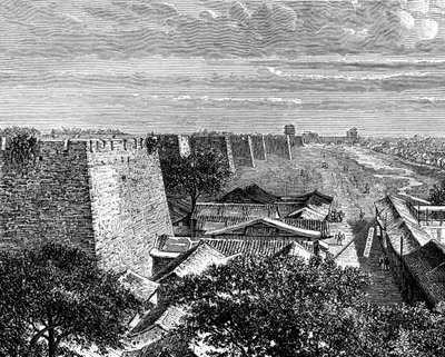 Muralhas da cidade velha de Pekings, China, século XIX de Taylor