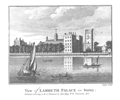 Vista do Palácio de Lambeth em Surrey., Final do século XVIII de Taylor