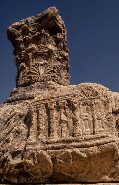 Ruínas da sinagoga em Cafarnaum, também conhecida como Copernaum, Israel. de Ted Spiegel