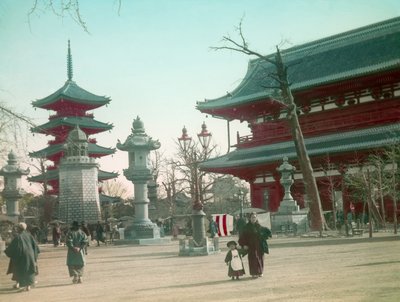 Senso - Portão do templo Ji, Tóquio, cerca de 1900 - 1915 (fotografia) de Teijiro Takagi