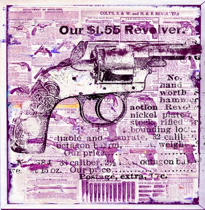 O nosso revólver 1,55, 2015 (meios mistos sobre tela) de Teis Albers