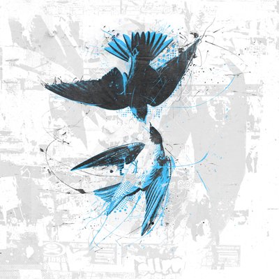 Spiraling Birds II, 2017 (Colagem sobre tela) de Teis Albers