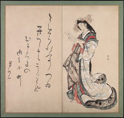 Courtesan Reading a Letter, início do século XIX. de Teisai Hokuba
