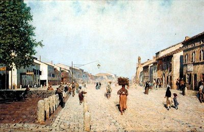Uma rua de Ravenna no subúrbio da Porta Adriana de Telemaco Signorini
