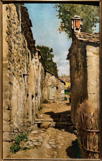 Edifício da Fazenda em Settignano, c.1862 (óleo sobre tela aplicado em painel) de Telemaco Signorini