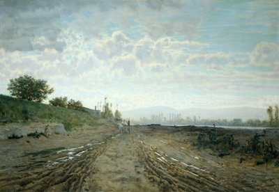 Manhã no Arno, por Telemaco Signorini (1835-1901). de Telemaco Signorini
