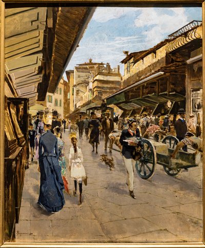Ponte Velha em Florença, c.1882 (óleo sobre tela) de Telemaco Signorini