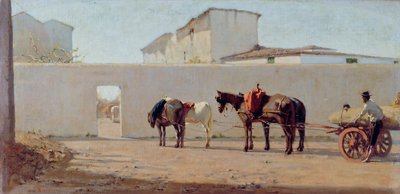 Uma manhã de primavera. O muro branco, c.1867 (óleo sobre tela) de Telemaco Signorini