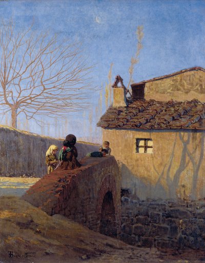 Piagentina. A ponte sobre o rio Affrico, c.1861-62 (óleo sobre tela) de Telemaco Signorini